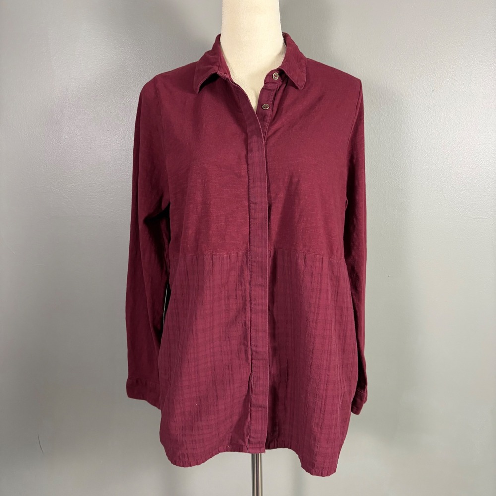 FatFace Mixed‎ Texture Button Down Shirt Womens 8 Dark Aademia Preppy Boyish